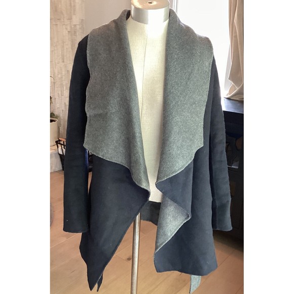 soia & kyo wrap belted coat jacket wool blend navy gray Xs - Picture 3 of 8